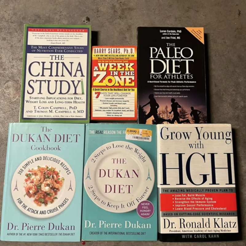 Book lot of 6: Keto, Paleo, the China study, hgh 