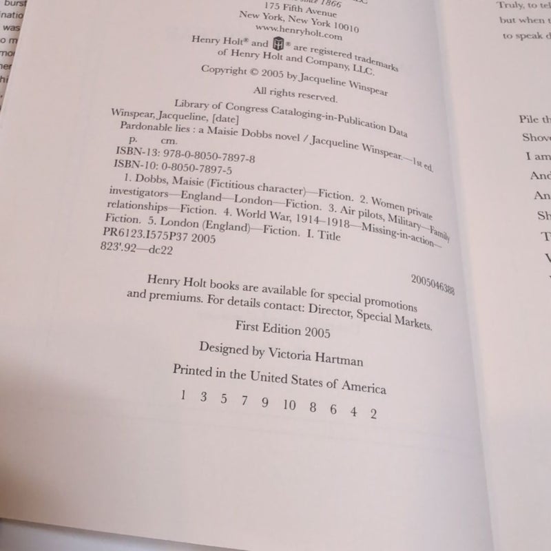 Pardonable Lies (1st edition)