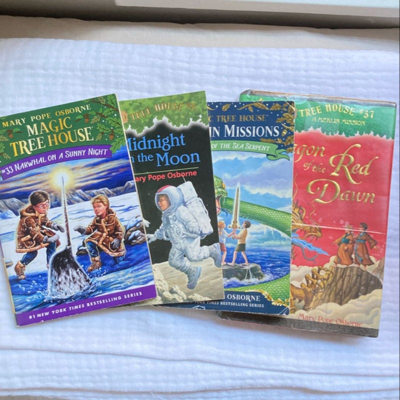 Magic Tree House bundle: Summer of the Serpent, Midnight on the Moon, Narwhal on a Sunny Night, Dragon of the Red Dawn