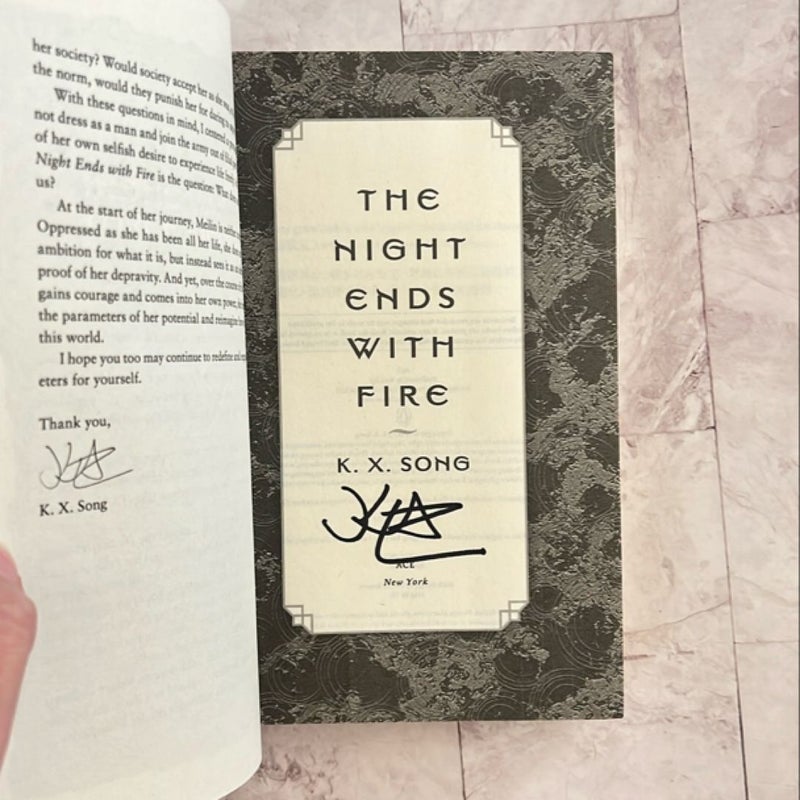 SIGNED ARC of THE NIGHT ENDS WITH FIRE