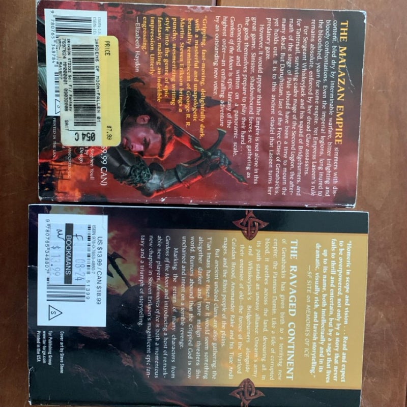 Malazan Gardens Of The Moon + Memories Of Ice, Epic Fantasy series, Paperback