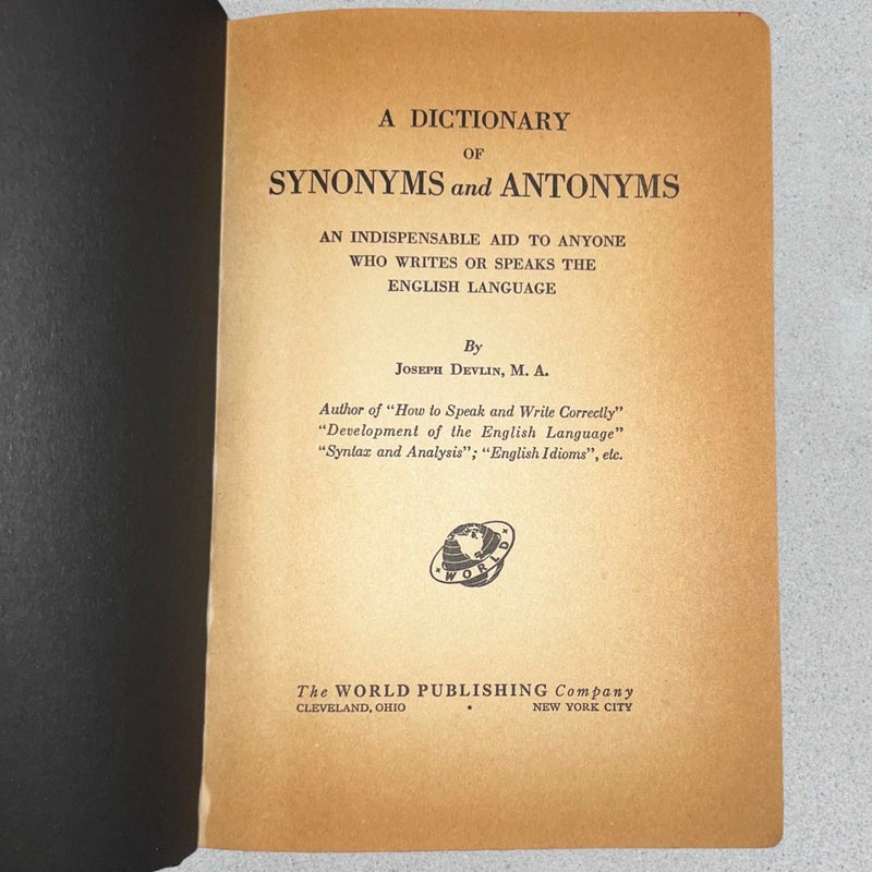 A Dictionary of Synonyms and Antonyms 1938
