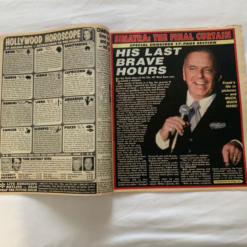 The New National Enquirer Vintage Frank Sinatra “His Final Hours”June 2, 1998