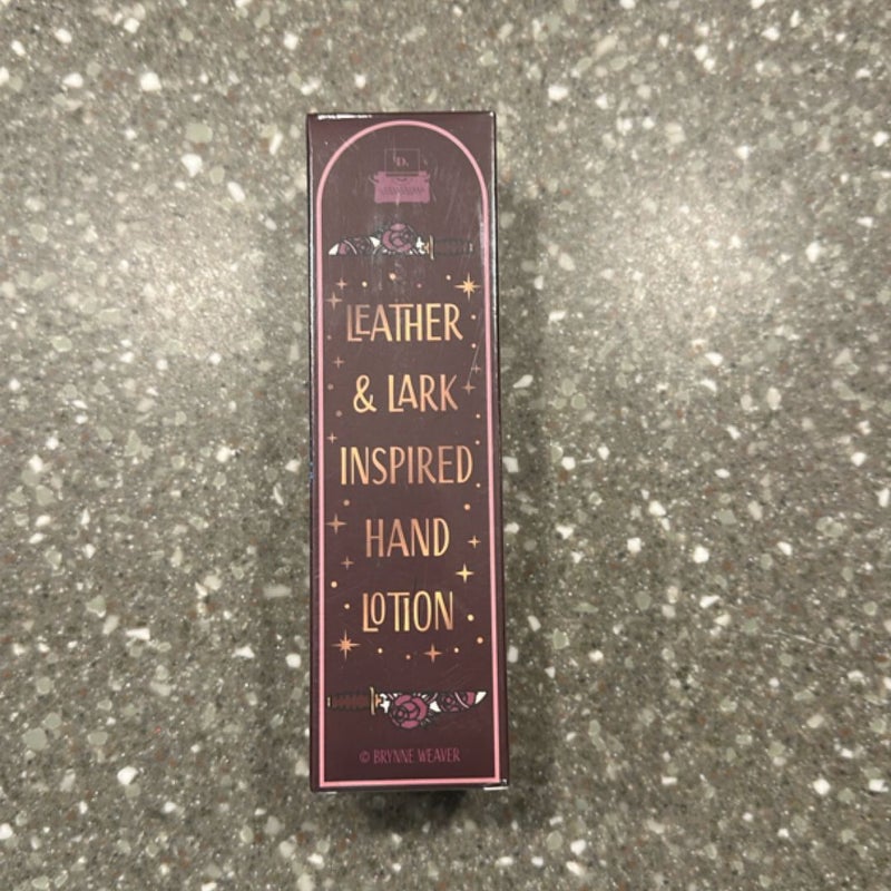 Leather and lark hand lotion bookishbox