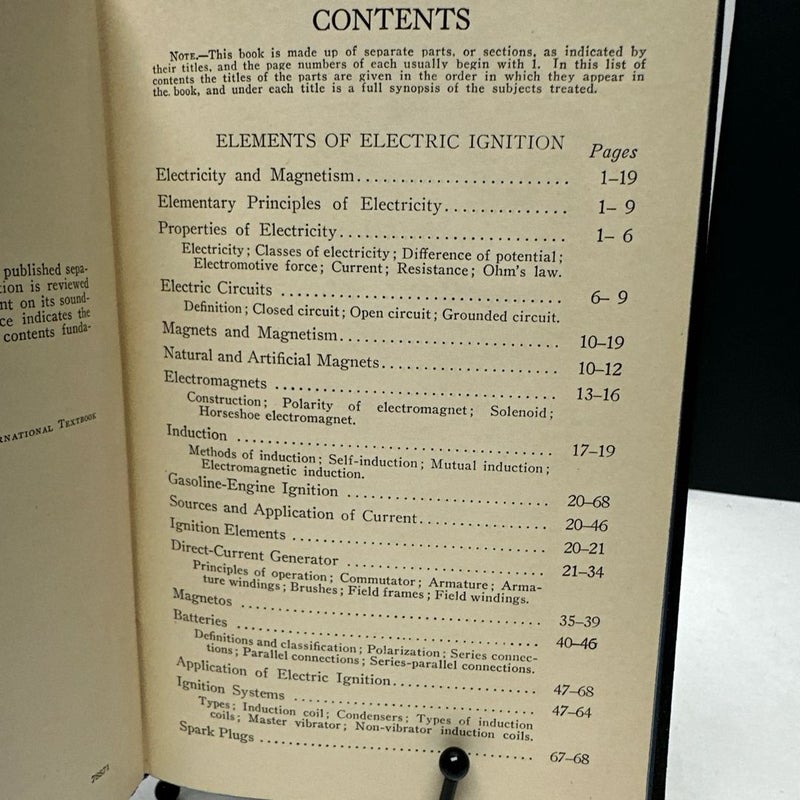 Vintage 1937 Elements of Electric Ignition 128C International Textbook Co