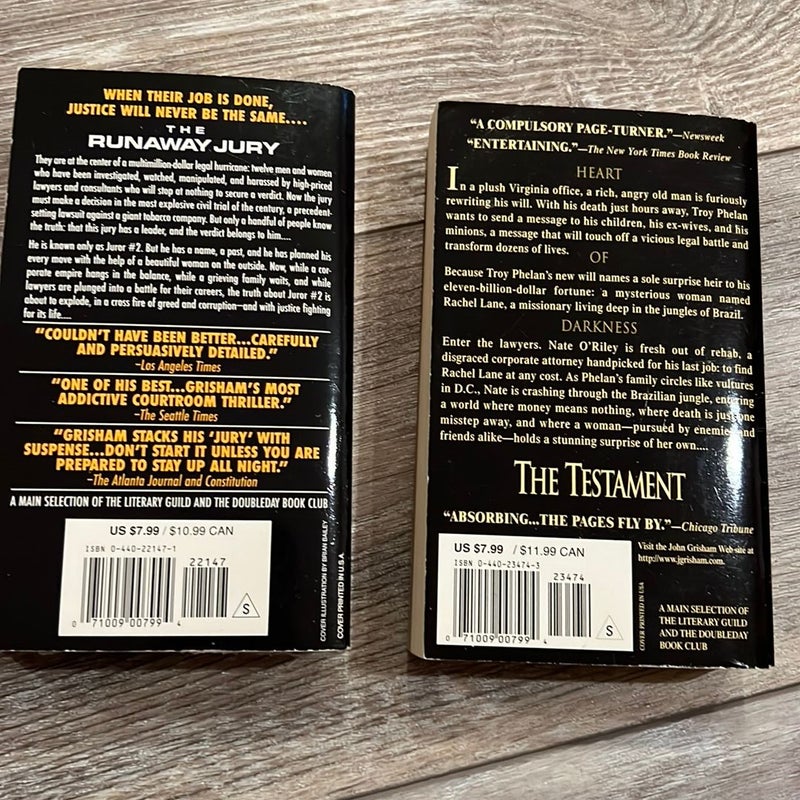 The runaway jury & the Testament (2 books)