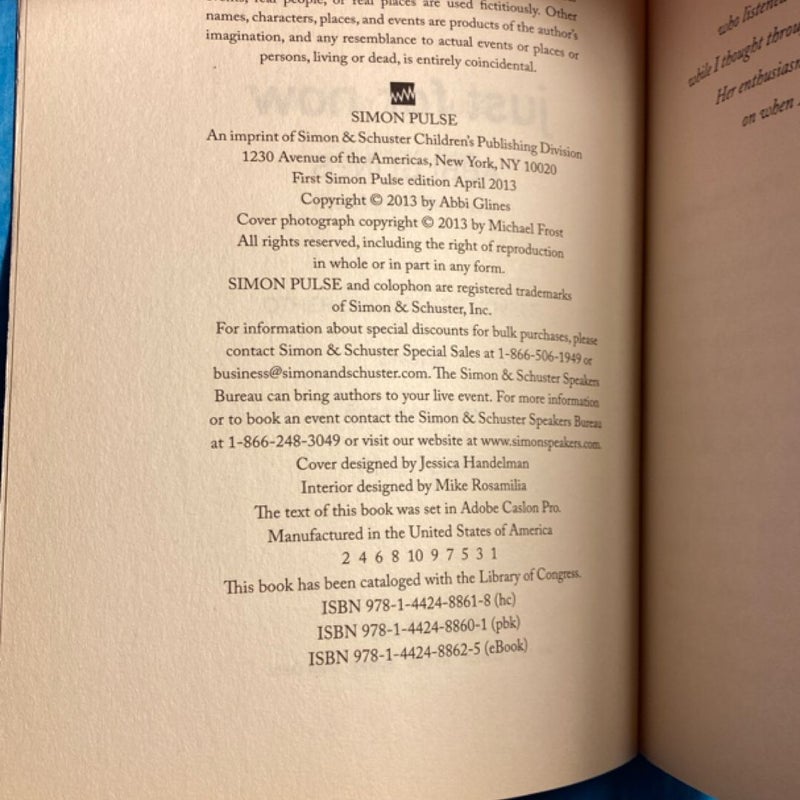 Just for Now First Printing 