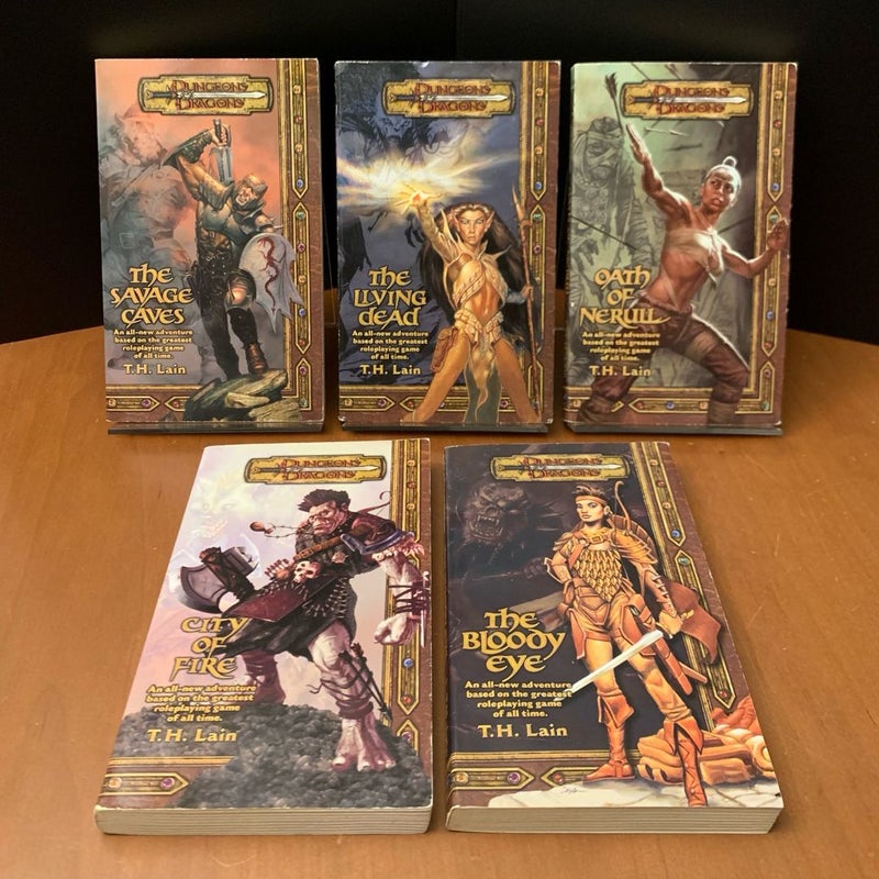 Complete First Edition Iconic Core Dungeons & Dragons Novel Series 1-10: The Savage Caves, The Living Dead, Oath of Nerull, City of Fire, The Bloody Eye, Treachery’s Wake, Plague of Ice, The Sundered Arms, Return of the Damned, The Death Ray