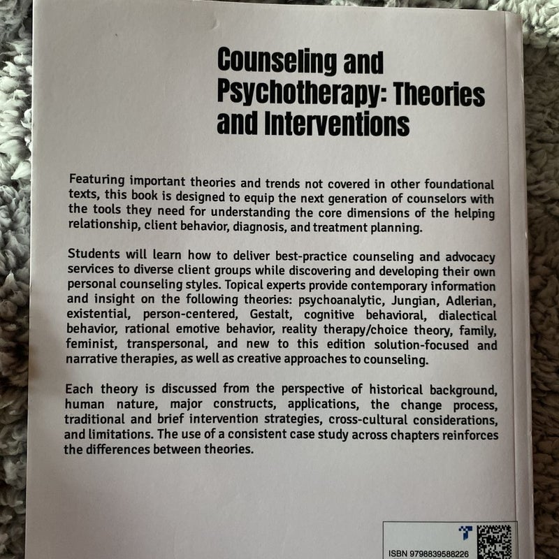 Counseling and Psychotherapy: Theories and Interventions 