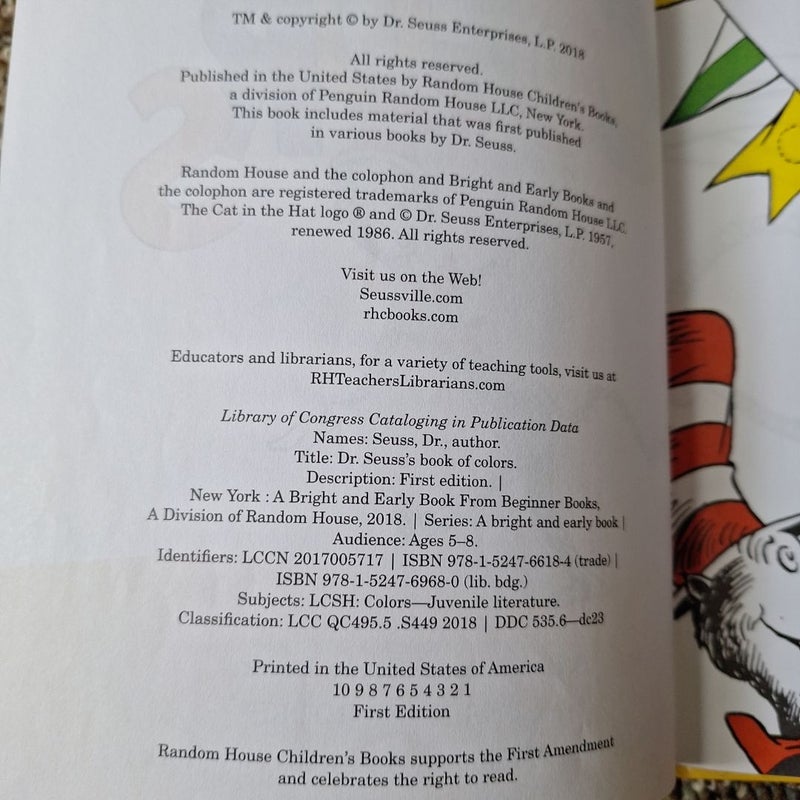 1st Edition - Dr. Seuss's Book of Colors