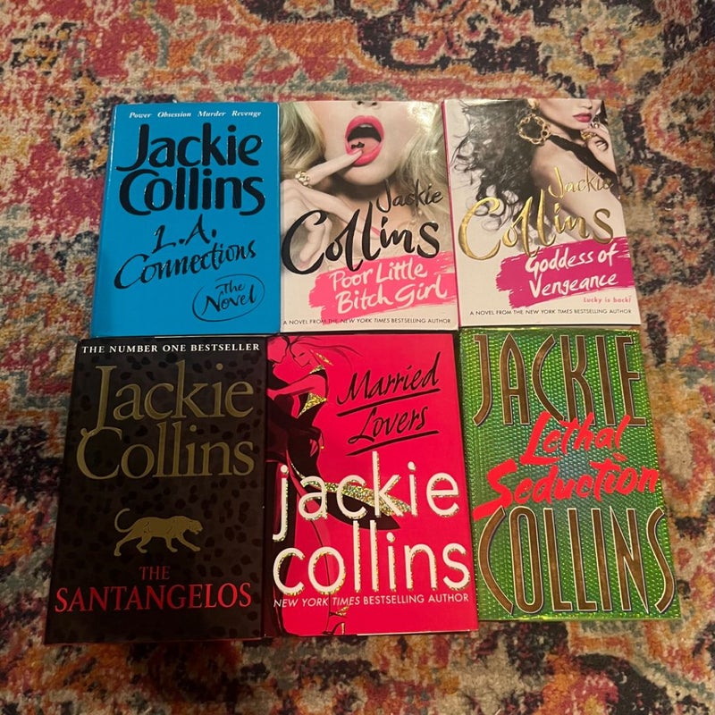 JACKIE COLLINS 6 HARDCOVER BOOK LOT VG