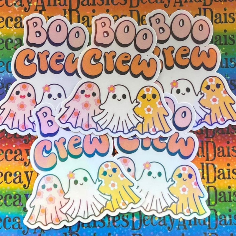 Boo Crew Pastel Hippie Ghost Iridescent Sticker