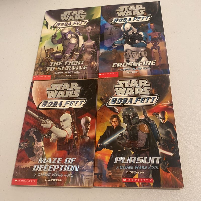 Star Wars Boba Fett The Fight To Survive Book 1, Star Wars Boba Fett Crossfire Book 2, Star Wars Boba Fett Maze Of Deception Book 3, Star Wars Boba Fett Pursuit Book 6