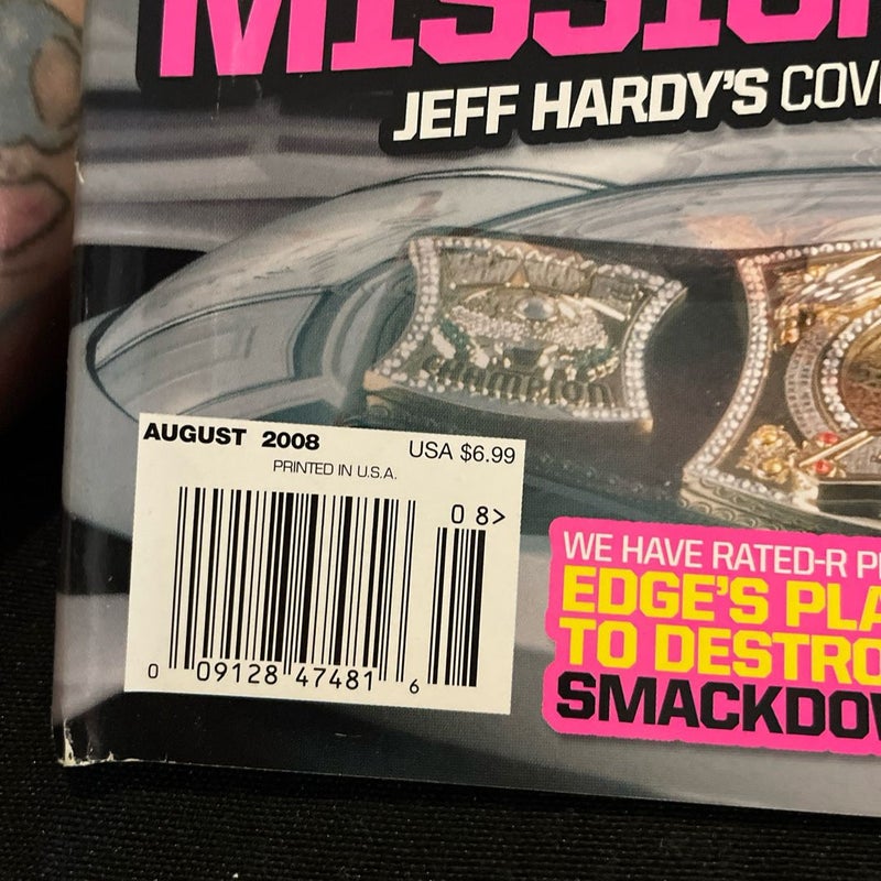 WWE MAGAZINE AUGUST 2008 JEFF HARDY WORLD WRESTLING ENTERTAINMENT