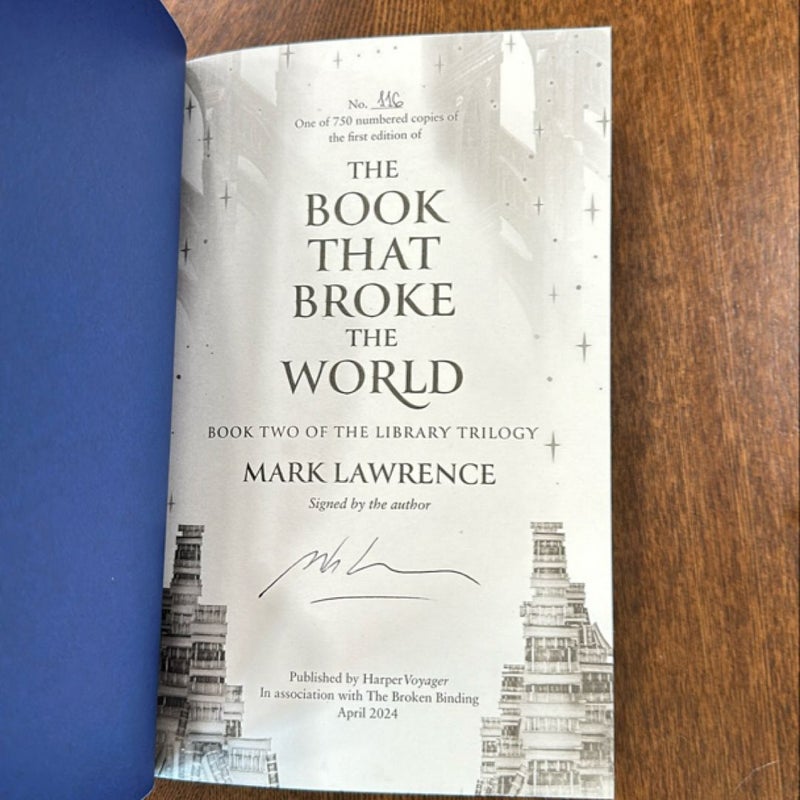 The Book That Broke the World: signed first edition broken binding