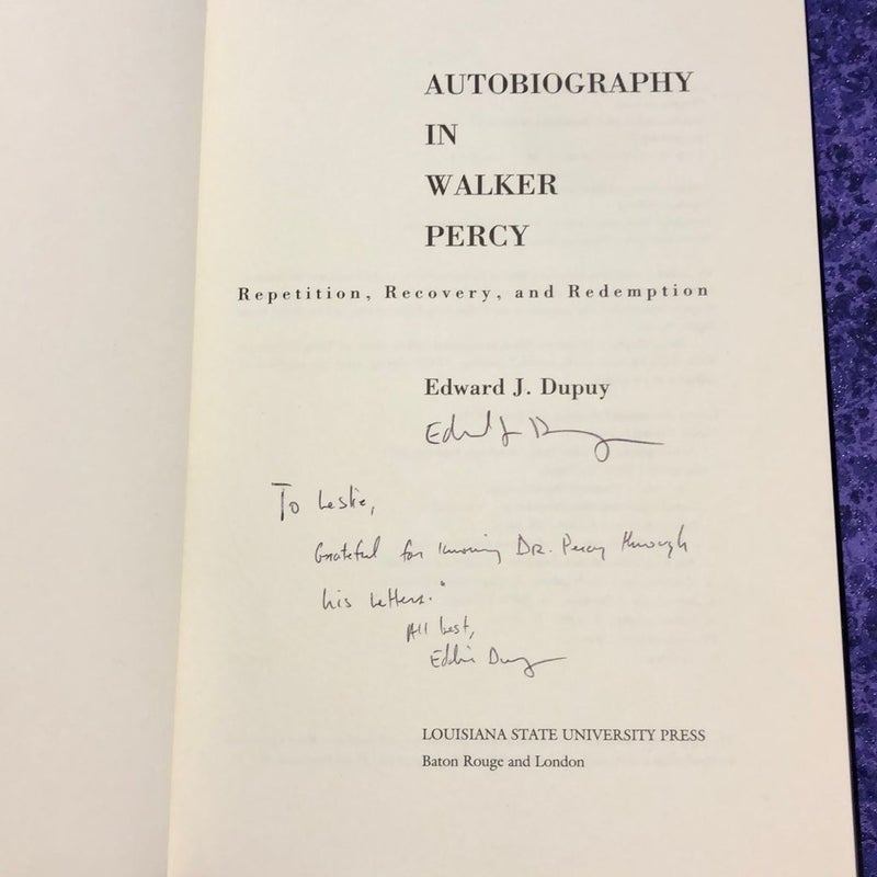 (Signed) Autobiography in Walker Percy