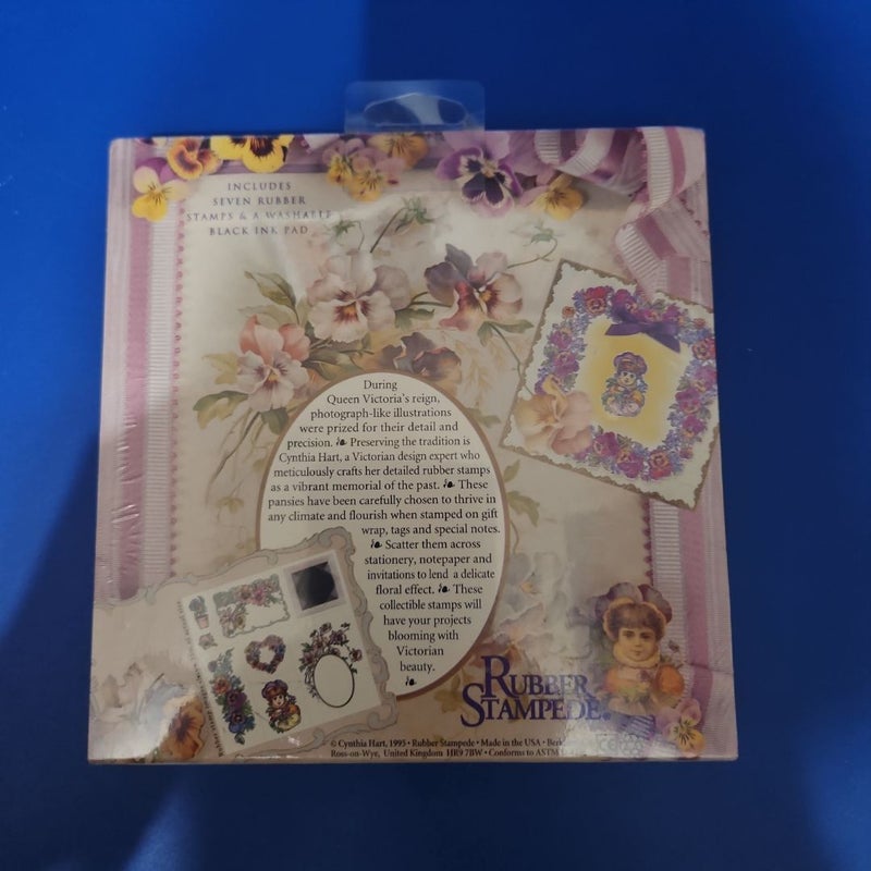 VICTORIAN Pansies Rubber Stamp Kit
