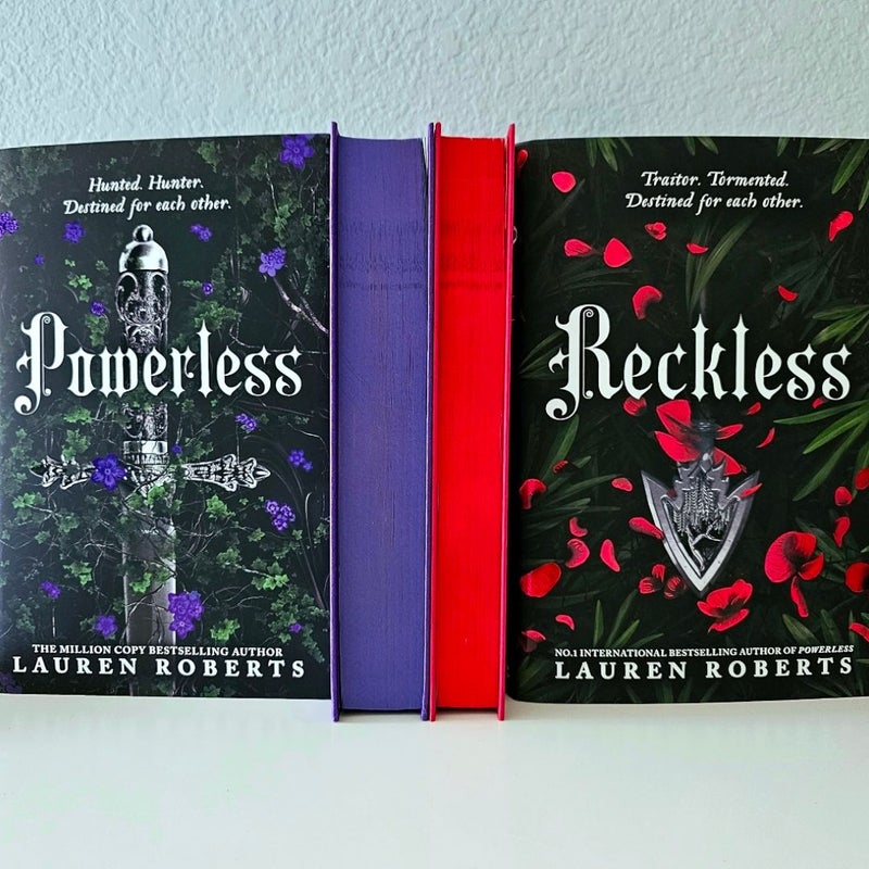 Powerless & Reckless Waterstones UK Exclusive Editions Sprayed Edge Dust Jacket Art