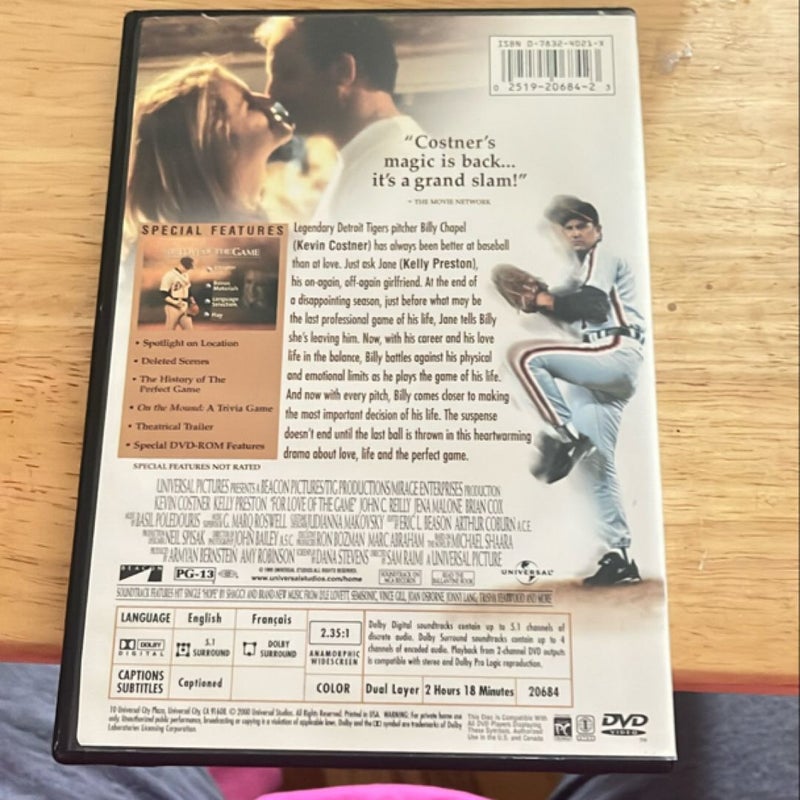 For the Love of the Game DVD