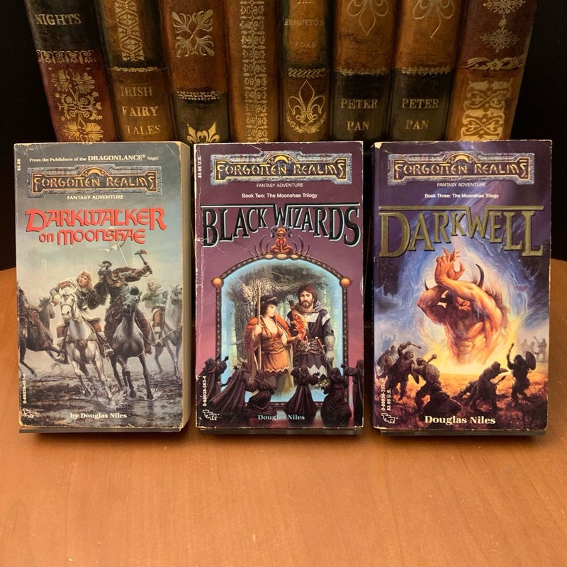 3 Complete Forgotten Realms Trilogy Set: Empires, Finder’s Stone, Moonshae: Horselords, Crusade, Dragonwall, Azure Bonds, The Wyvern’s Spur, Song of the Saurials, Darkwalker on Moonshae, Black Wizards, Darkwell