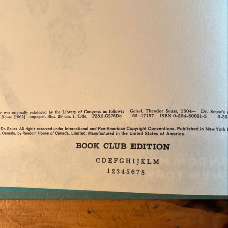 Dr. Seuss's Sleep Book 1962 First 1st Edition Random House BCE HC