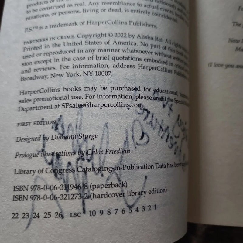 Partners in Crime Signed Book
