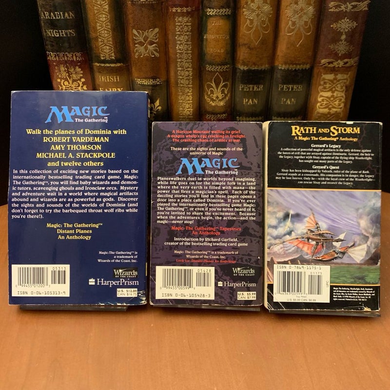 6 Magic The Gathering Anthology Set: Tapestries, Distant Planes, Rath and Storm, The Dragons of Magic, The Myths of Magic, The Secrets of Magic, All First Edition First Printing