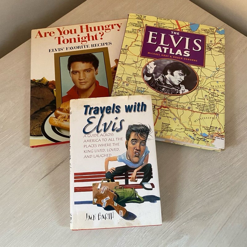 Lot of Three Elvis Presley Traveling Books & Cookbook - Atlas & Hungry Tonight