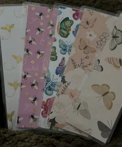 New 5 double sided laminated bookmark bees butterflies 