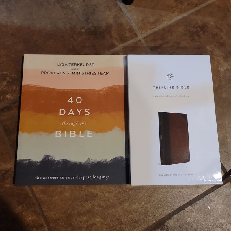 *CLEARANCE* BIBLE BUNDLE - ESV Thinline Bible and 40 Days Through The Bible, The Answers To Your Deepest Longings