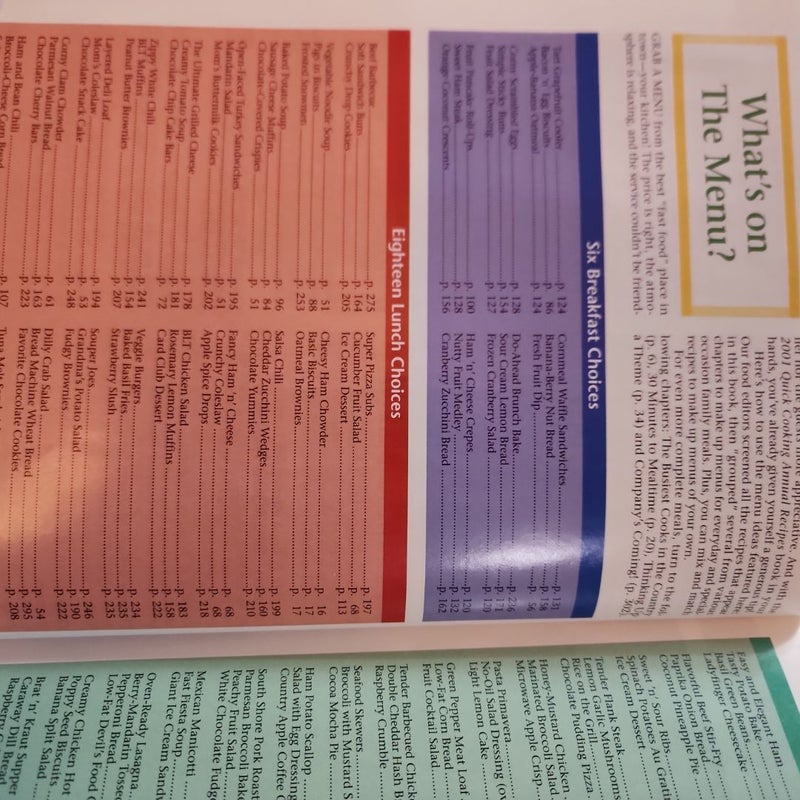2001 Quick Cooking Annual Recipes