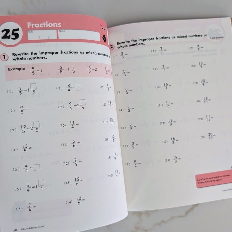 Kumon Decimals and Fractions Workbook Grade 4