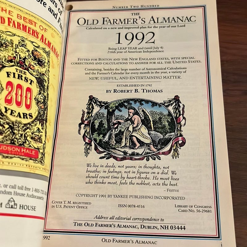 The Old Farmer's Almanac, 1992