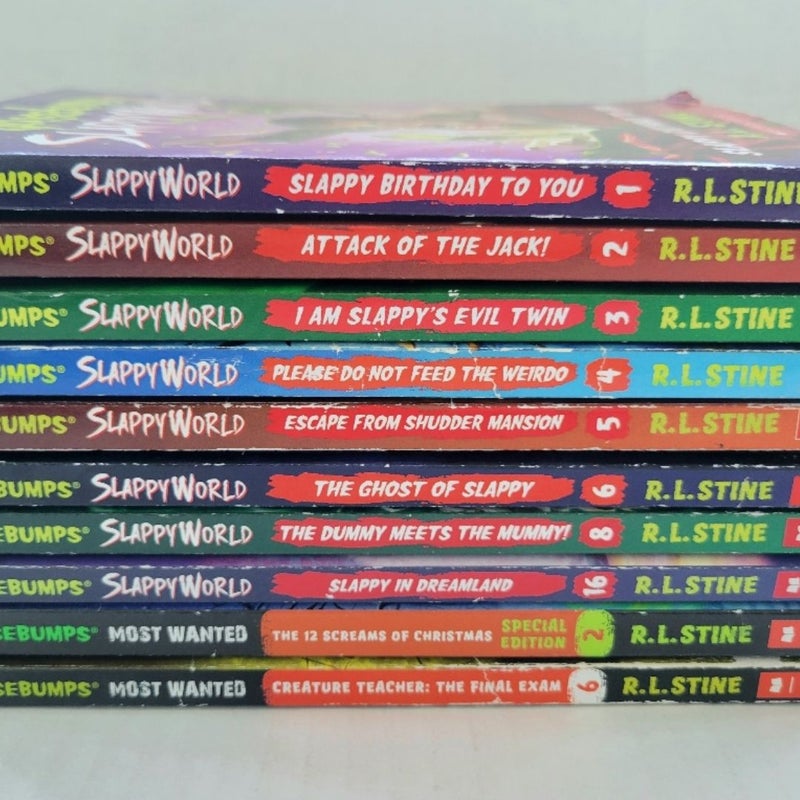 GOOSEBUMPS SLAPPYWORLD MOST WANTED BOOKS LOT OF 10 BY R.L. STINE 1ST EDITIONS