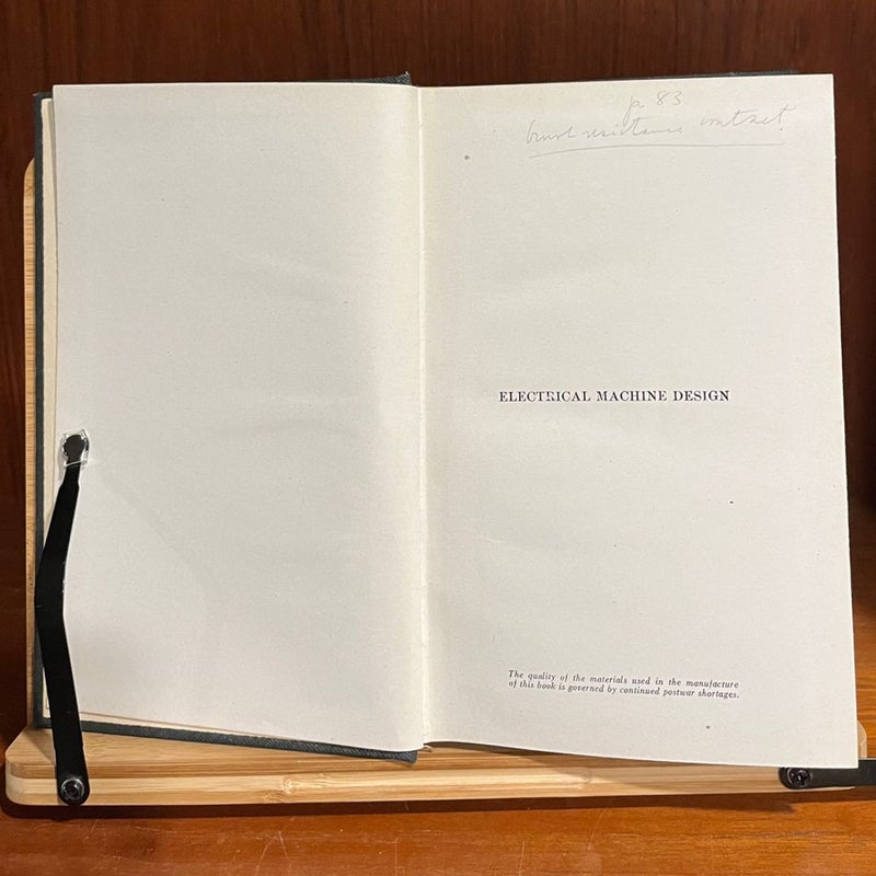 RARE 1926 Book Electrical Machine Design VERY GOOD Hardback