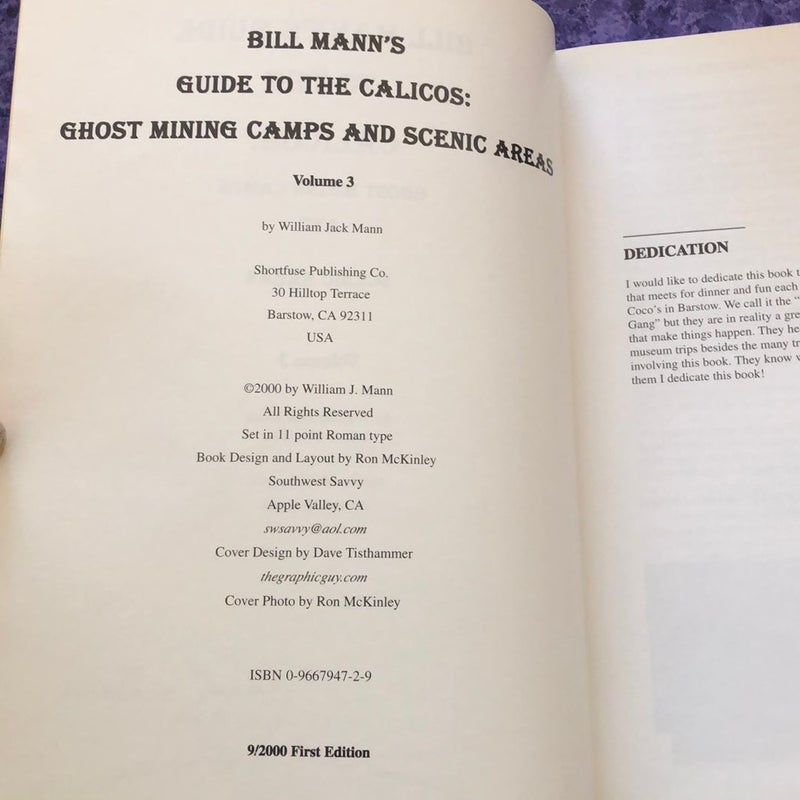 (Signed) Bill Mann's Guide to the Calicos: Ghost Mining Camps and Scenic Areas, Vol. 3