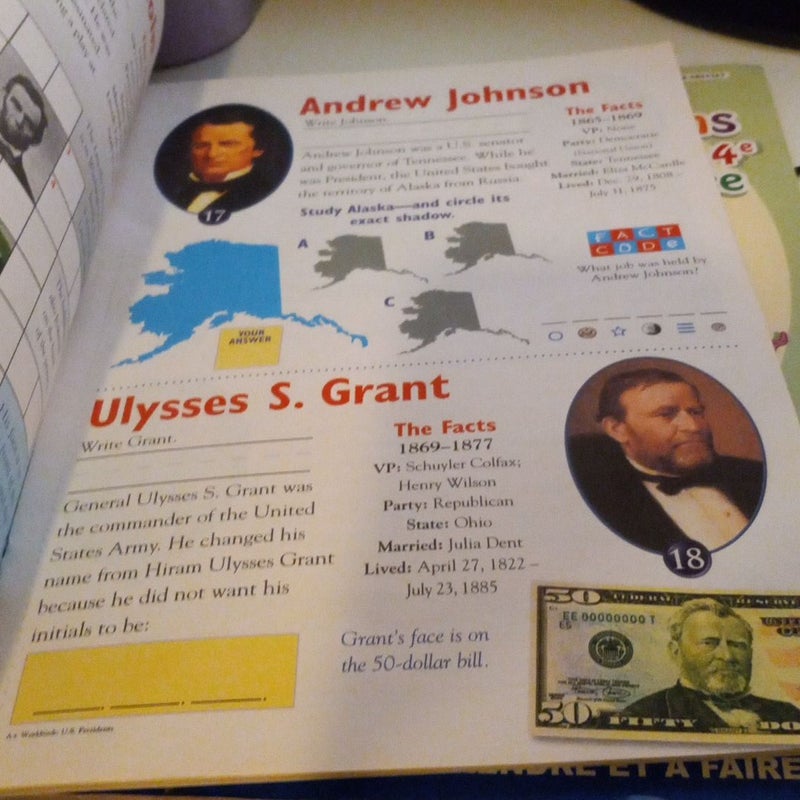 US presidents workbook and French version of division math