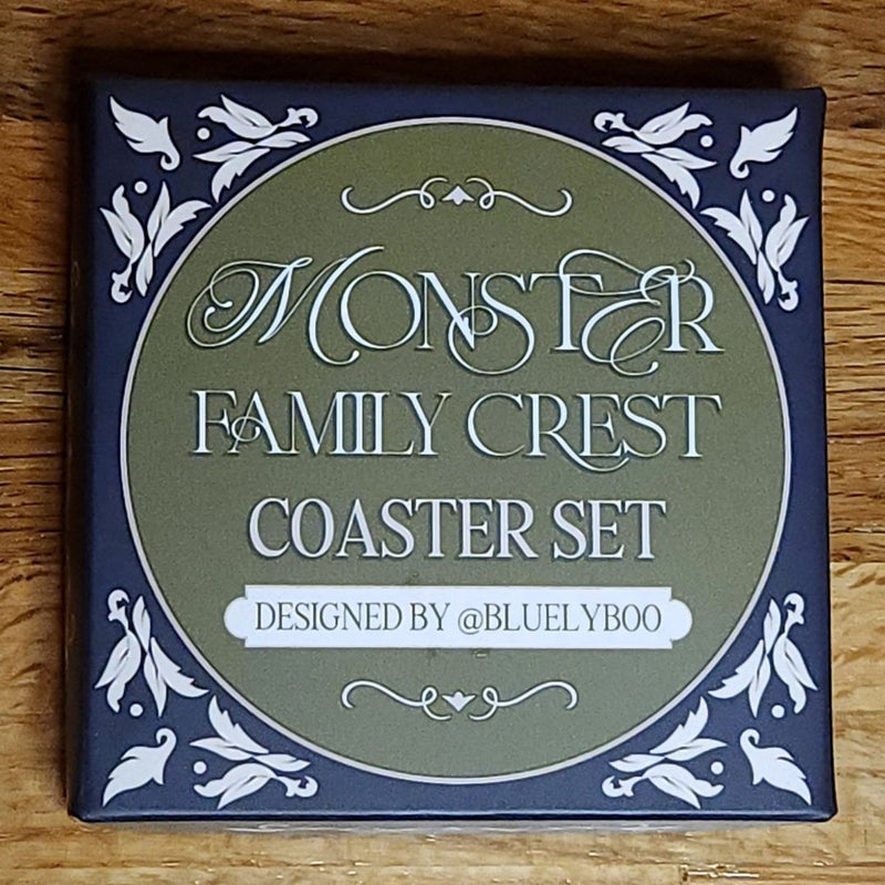 Only a Monster Fairyloot Monster Family Crest Coasters