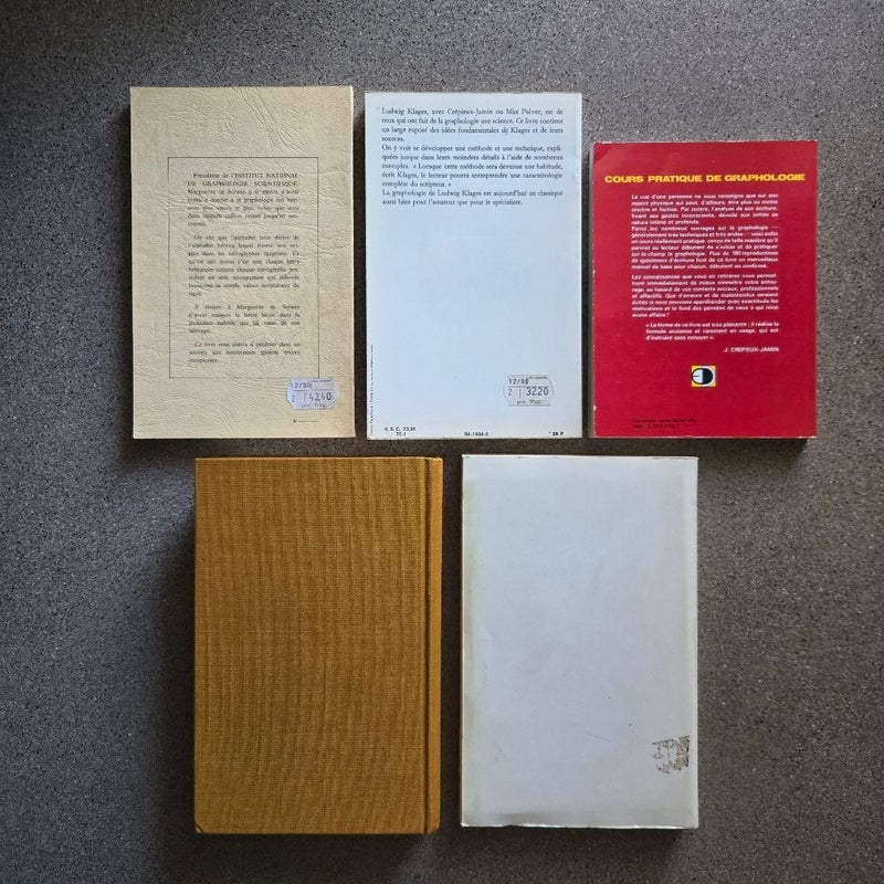 Lot of 5 Vintage French Books on Graphology