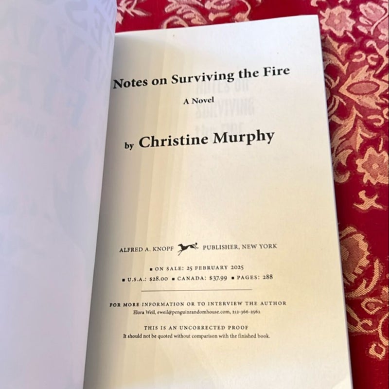 Notes on Surviving the Fire - Advanced Reader