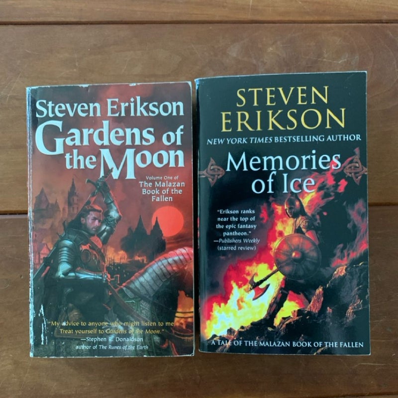 Malazan Gardens Of The Moon + Memories Of Ice, Epic Fantasy series, Paperback