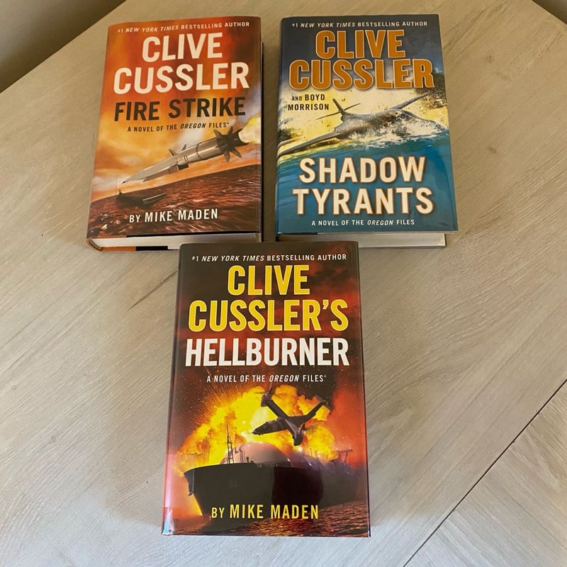 Lot Of Three (3) Clive Cussler Novels 1st Printing Oregon Files ExLibrary