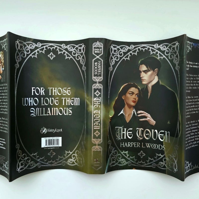 The Coven SIGNED by Harper L Woods Fairyloot Romantasy Sprayed Edge Endpaper Art NEW