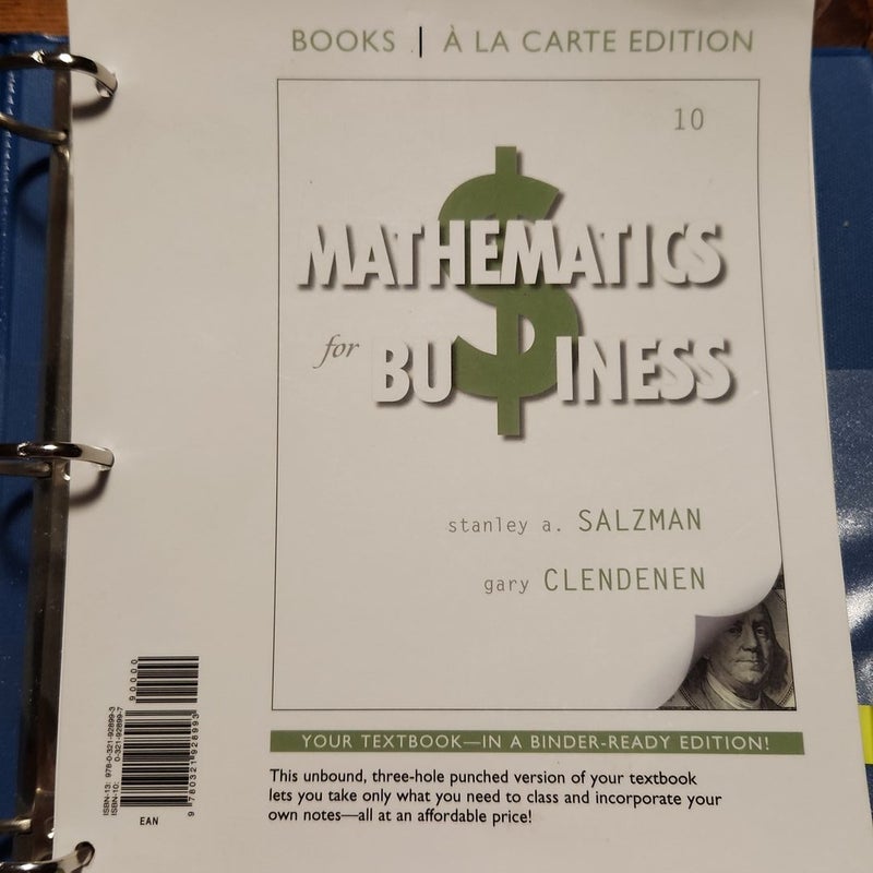 Mathematics for Business, Books a la Carte Edition