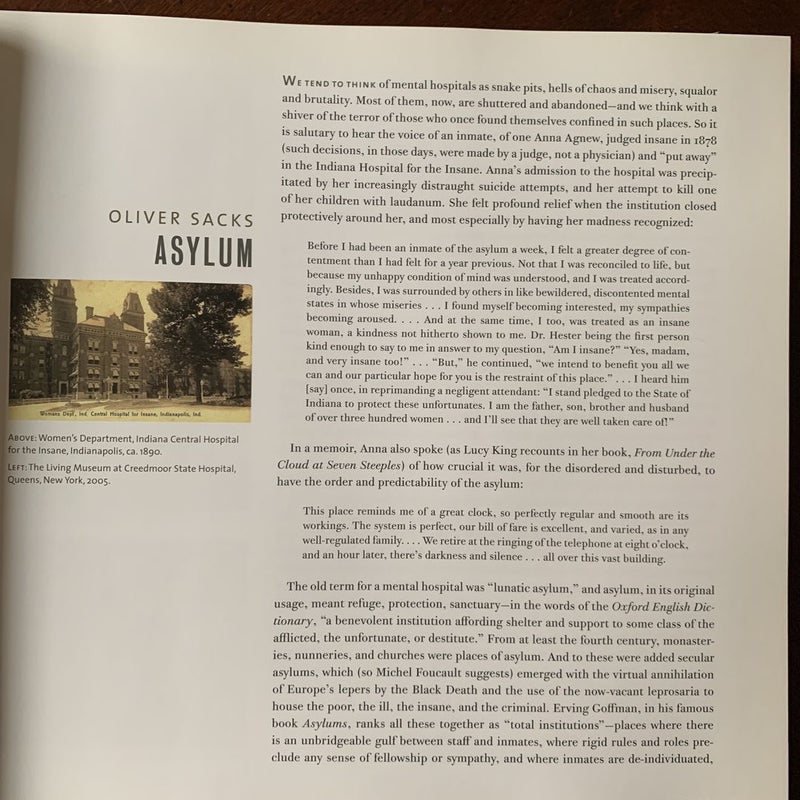 Asylum                    (Essay by Oliver Sacks)