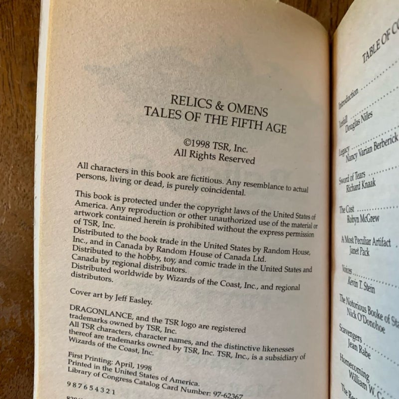 DragonLance Tales of the Fifth Age Trilogy: Relics and Omens, Heroes and Fools, Rebels and Tyrants, All First Edition First Printing