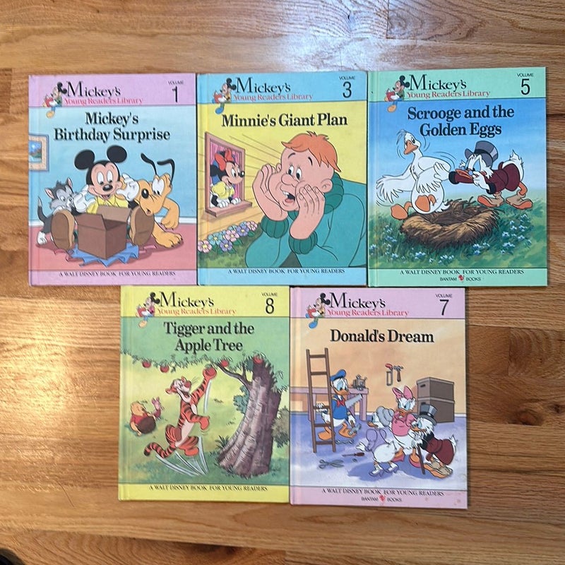 Lot of 5 Hardcover Disney Books for Children from Mickey’s Young Readers Library 