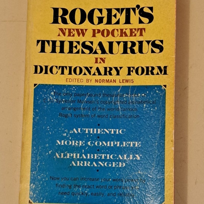 Roget's New Pocket Thesaurus In Dictionary Form