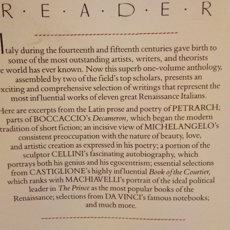 The Italian Renaissance Reader - First Printing