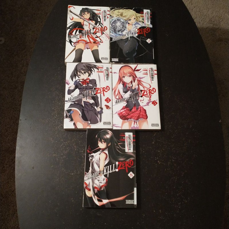 Akame Ga KILL! ZERO, Vol. 1, 2, 3, 5, 8 bundle